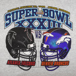 NFL (Logo 7) - Grey Super Bowl XXXIII, Falcons VS Broncos T-Shirt 1999 X-Large Vintage Retro Football