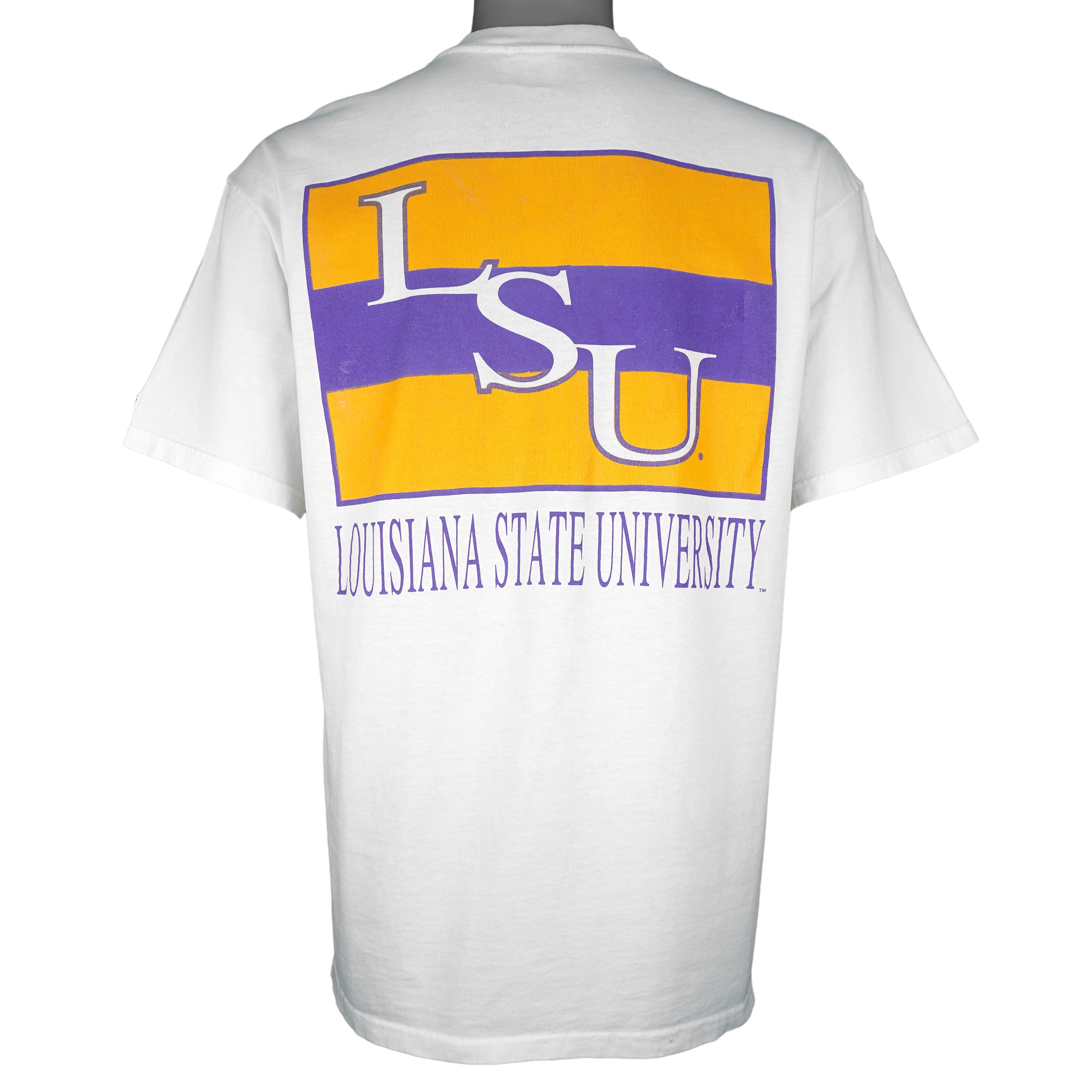 Champion - Louisiana State University LSU Tigers Spell-Out T-Shirt 1990s Large Vintage Retro