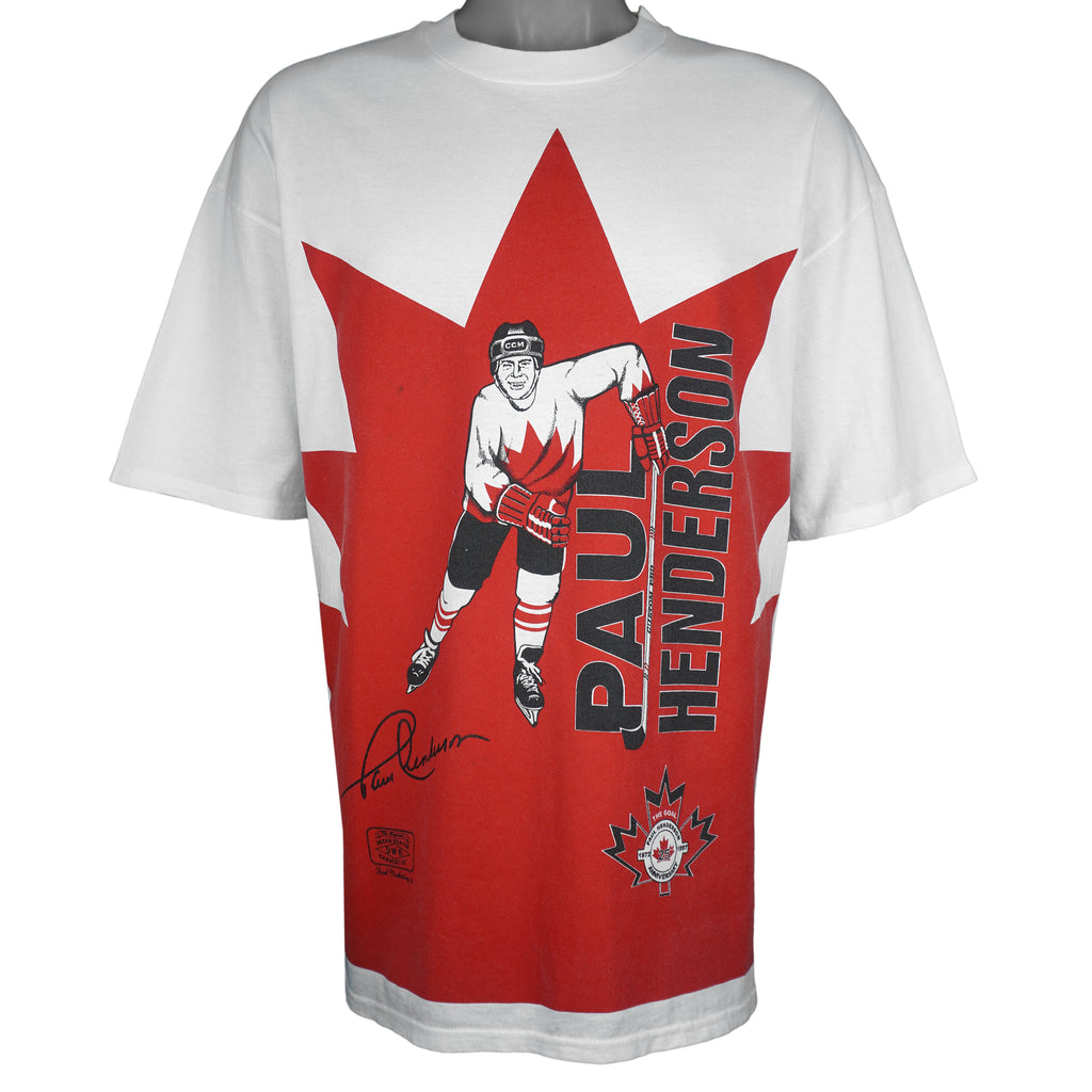 Vintage (Hanes) - Team Canada Paul Henderson Autographed T-Shirt 1997 X-Large Vintage Retro Hockey 