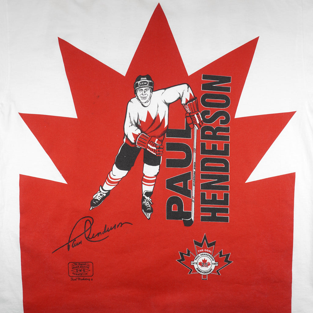 Vintage (Hanes) - Team Canada Paul Henderson Autographed T-Shirt 1997 X-Large Vintage Retro Hockey 