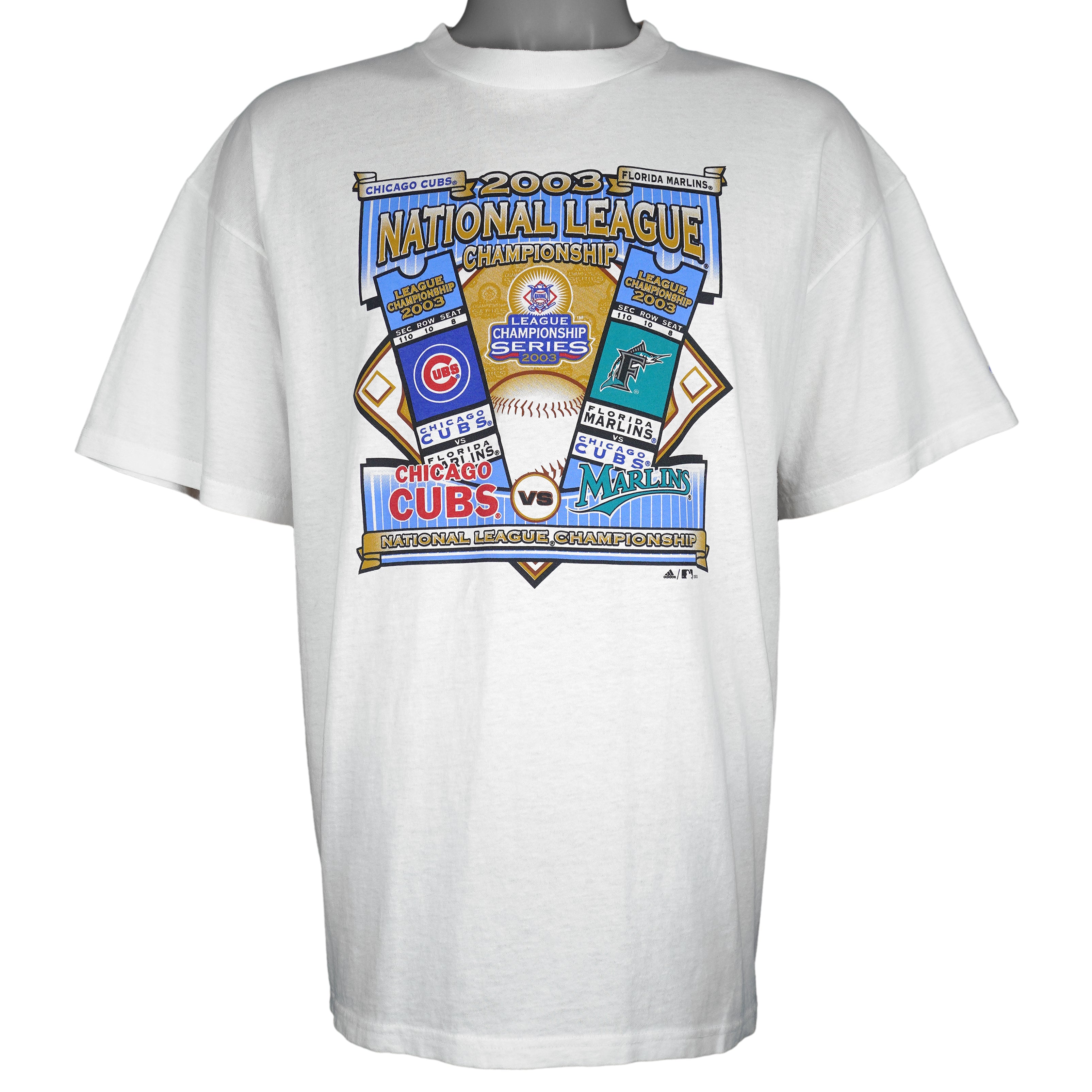 Adidas - Cubs Vs Marlins National League Champions Deadstock T-Shirt 2003 X-Large Vintage Retro Baseball