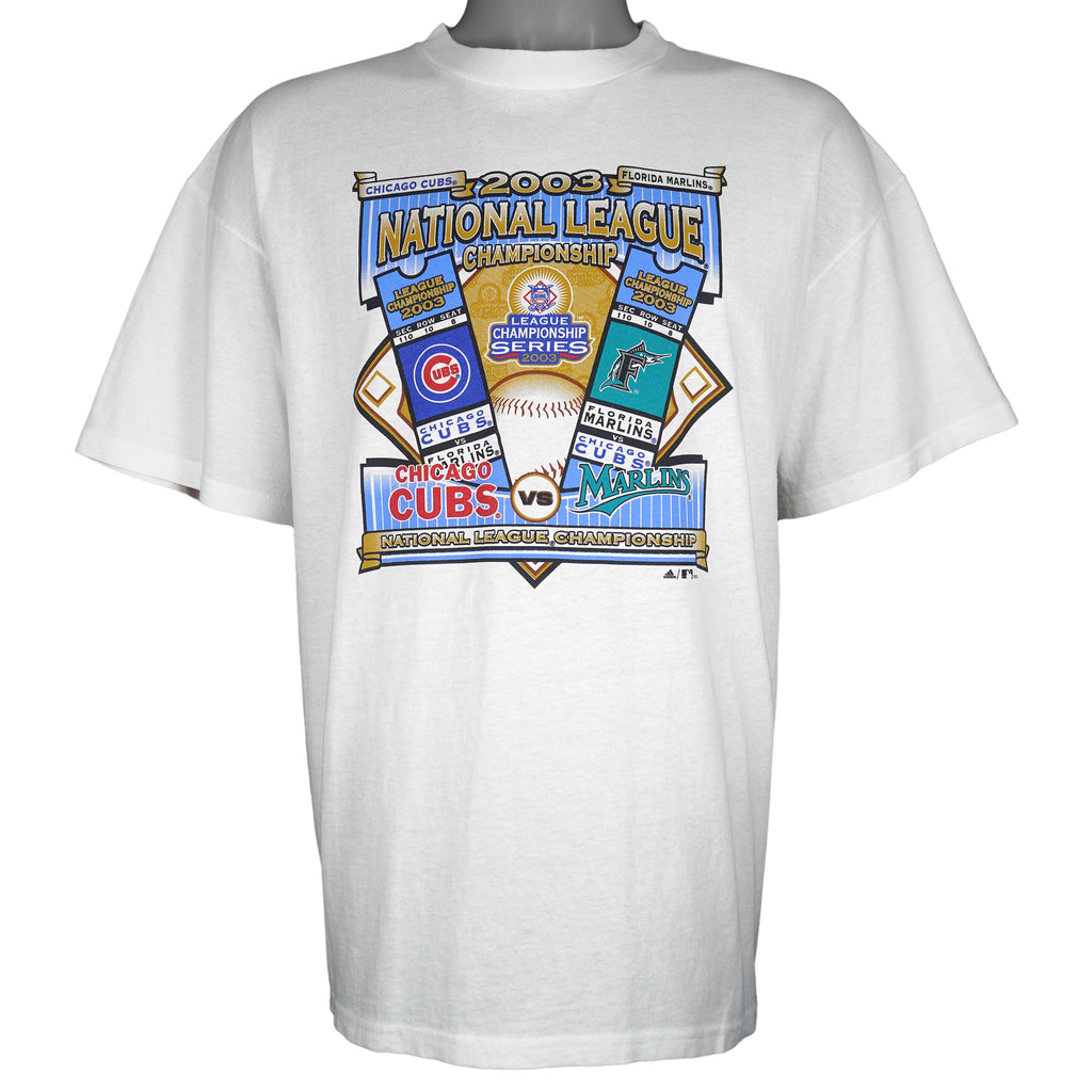 Adidas - Cubs Vs Marlins National League Champions Deadstock T-Shirt 2003 X-Large Vintage Retro Baseball