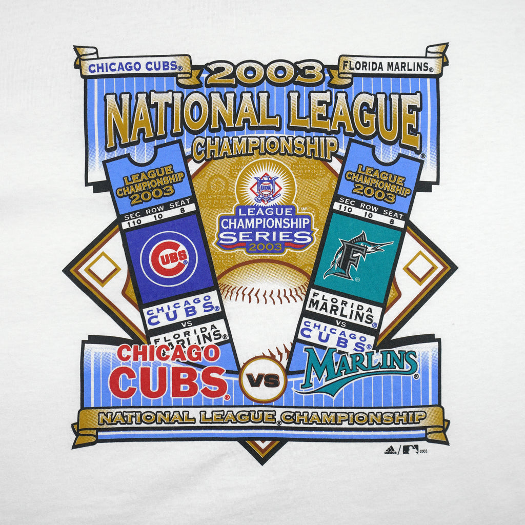 Adidas - Cubs Vs Marlins National League Champions Deadstock T-Shirt 2003 X-Large Vintage Retro Baseball