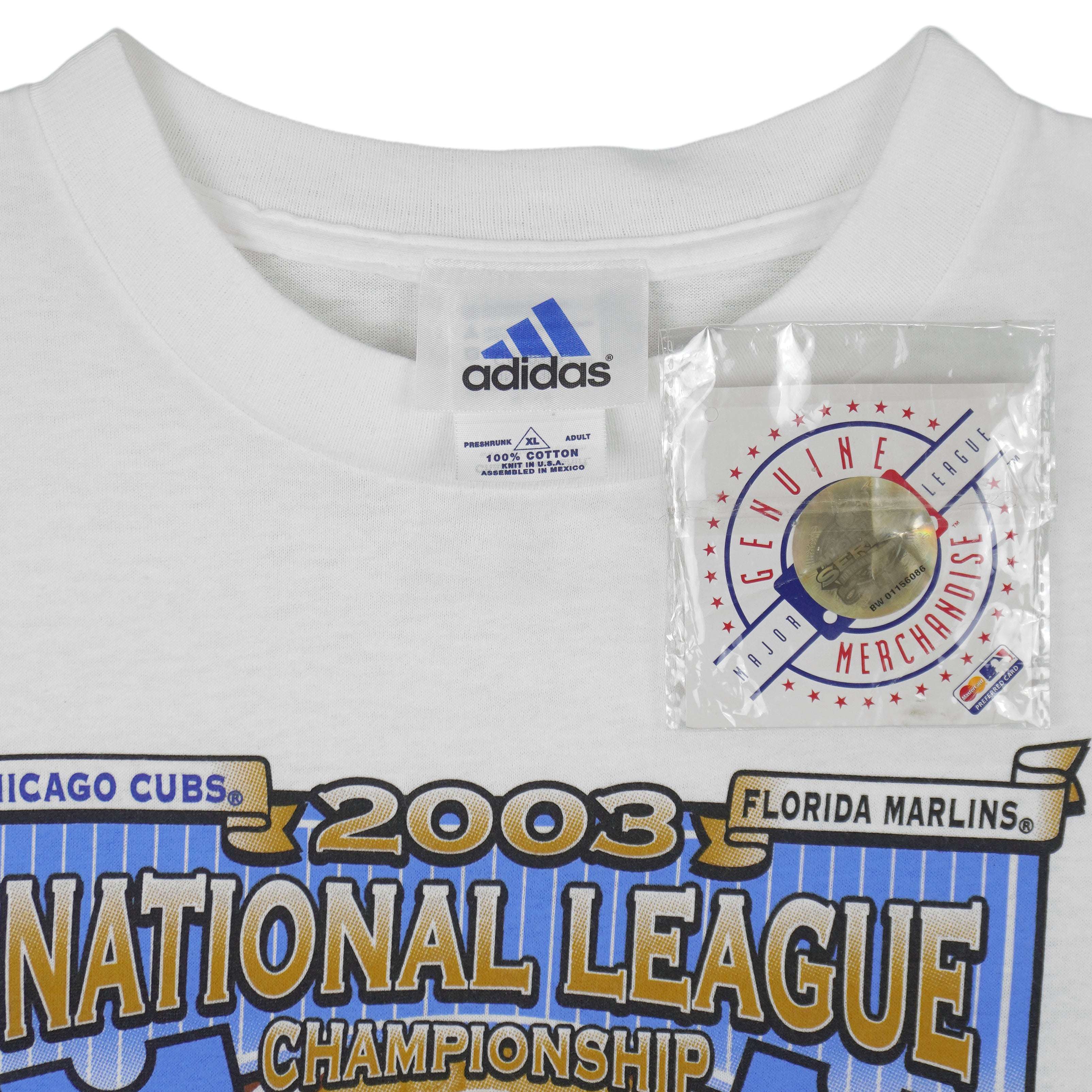 Adidas - Cubs Vs Marlins National League Champions Deadstock T-Shirt 2003 X-Large Vintage Retro Baseball