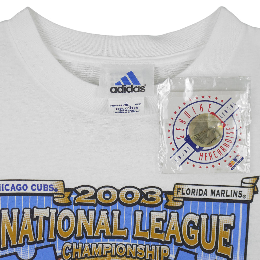 Adidas - Cubs Vs Marlins National League Champions Deadstock T-Shirt 2003 X-Large Vintage Retro Baseball