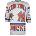 NBA (Long Gone) - New York Knicks Spell-Out T-Shirt 1990s Large Vintage Retro. Basketball