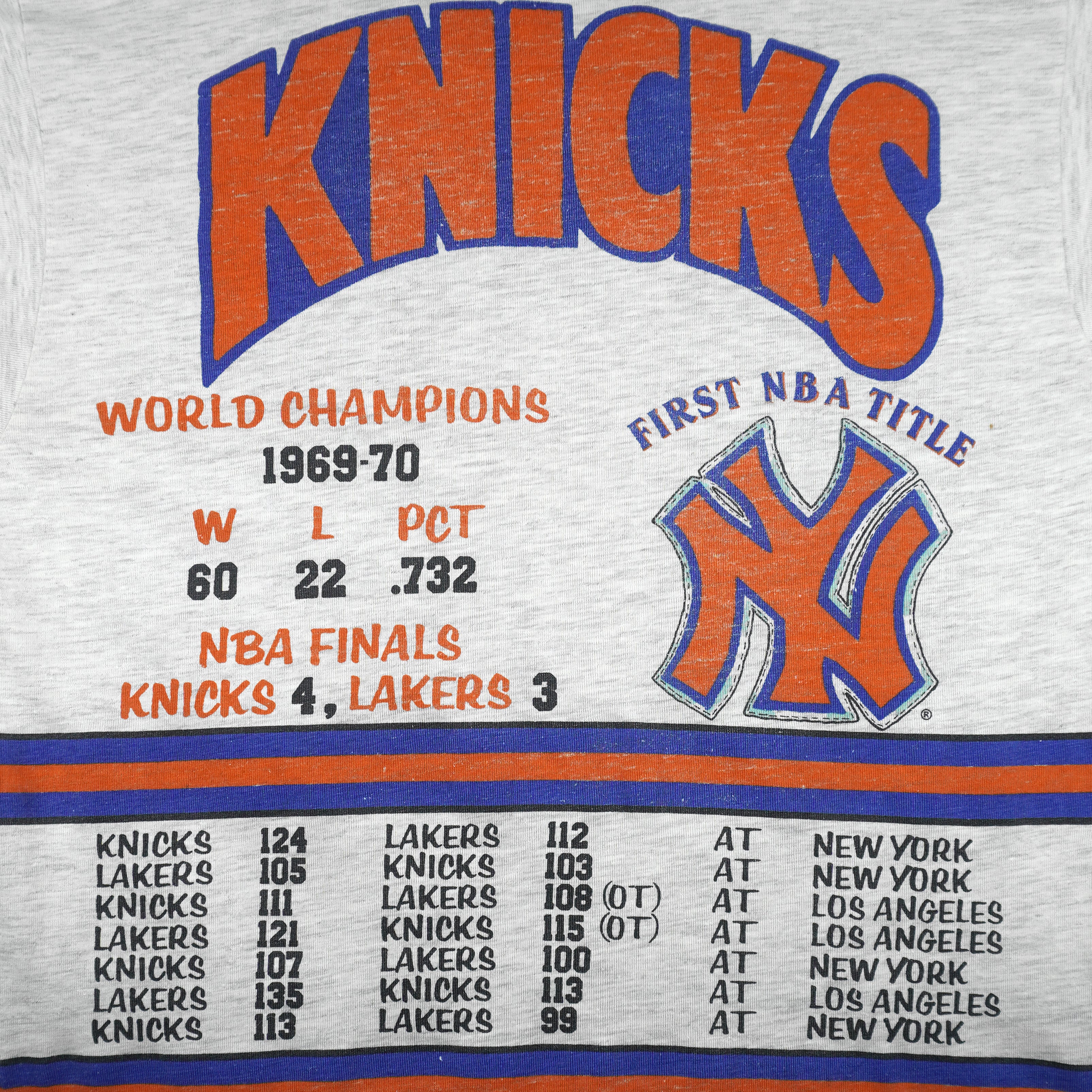 NBA (Long Gone) - New York Knicks Spell-Out T-Shirt 1990s Large Vintage Retro. Basketball