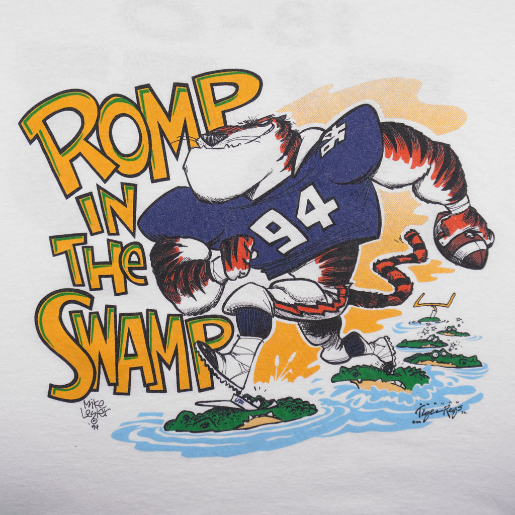 NCAA (Auburn Tiger Rags) - Auburn Tigers Romp In The Swamp T-Shirt 1994 XX-Large Vintage Retro