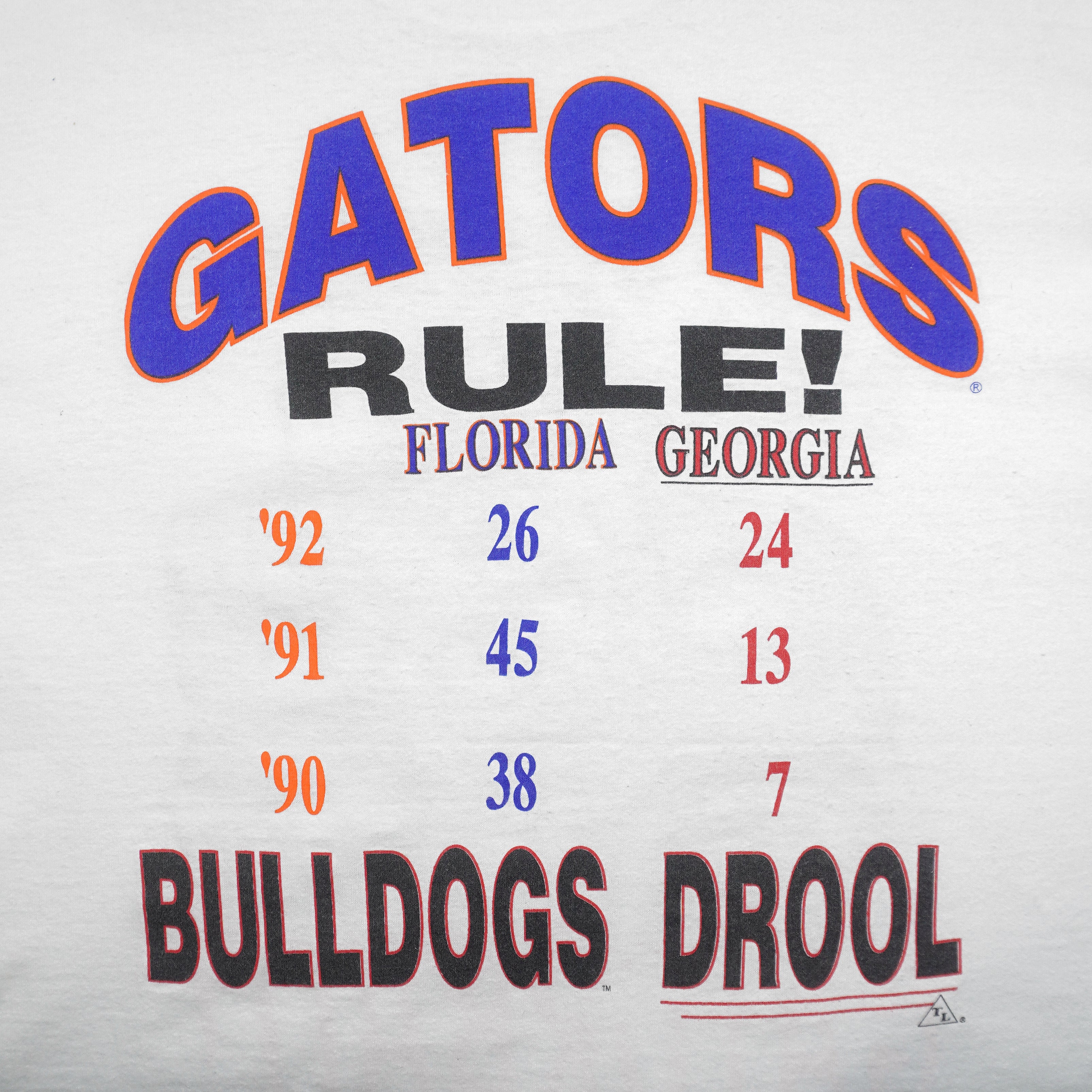 NCAA (TL) - Florida Gators Vs Georgia Bulldogs Single Stitch T-Shirt 1993 X-Large Vintage Retro