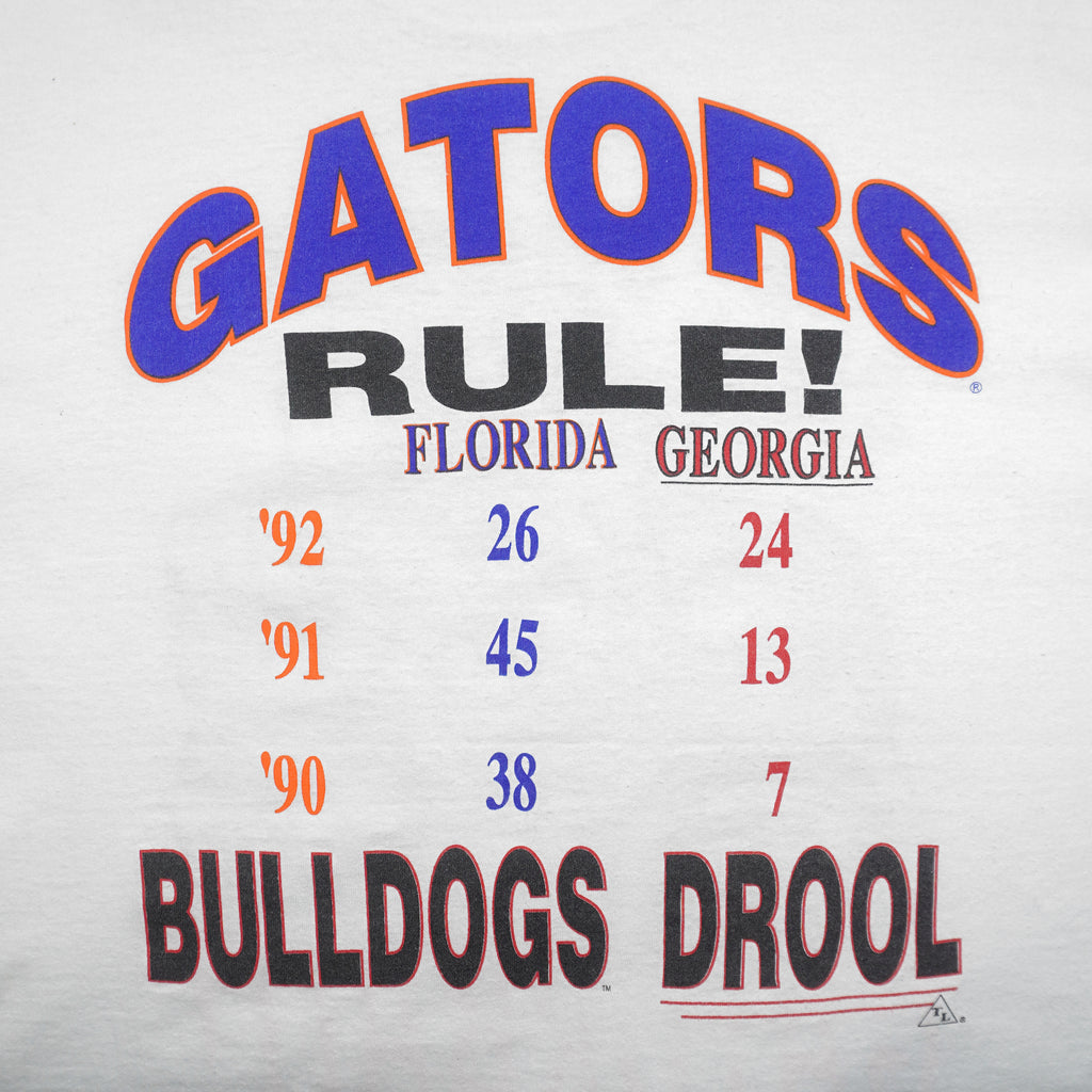 NCAA (TL) - Florida Gators Vs Georgia Bulldogs Single Stitch T-Shirt 1993 X-Large Vintage Retro