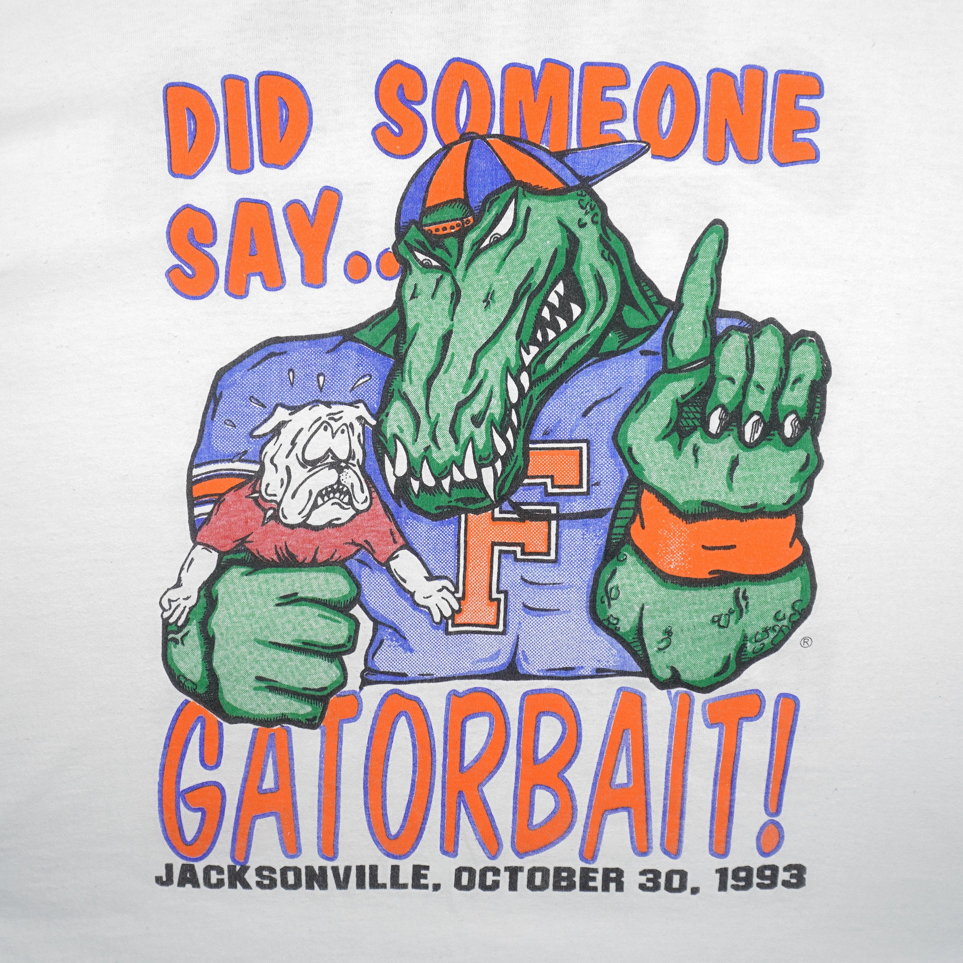 NCAA (TL) - Florida Gators Vs Georgia Bulldogs Single Stitch T-Shirt 1993 X-Large Vintage Retro