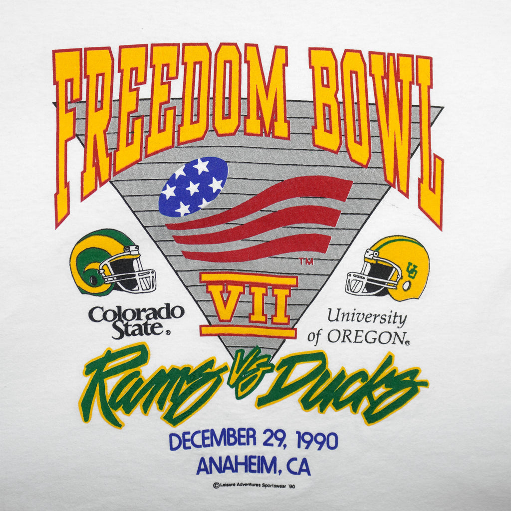 NCAA - Colorado State vs Oregon Ducks Freedom Bowl T-Shirt 1990 Large Vintage Retro