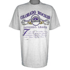 MLB (Nutmeg) - Grey Colorado Rockies National League T-Shirt 1991 X-Large Vintage Retro Baseball