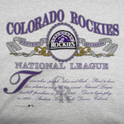 MLB (Nutmeg) - Grey Colorado Rockies National League T-Shirt 1991 X-Large Vintage Retro Baseball