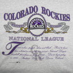 MLB (Nutmeg) - Grey Colorado Rockies National League T-Shirt 1991 X-Large Vintage Retro Baseball