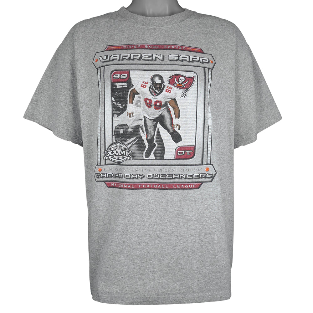 NFL - Tampa Bay Buccaneers Warren Sapp Super Bowl XXXVII T-Shirt 2002 X-Large Vintage Retro Football