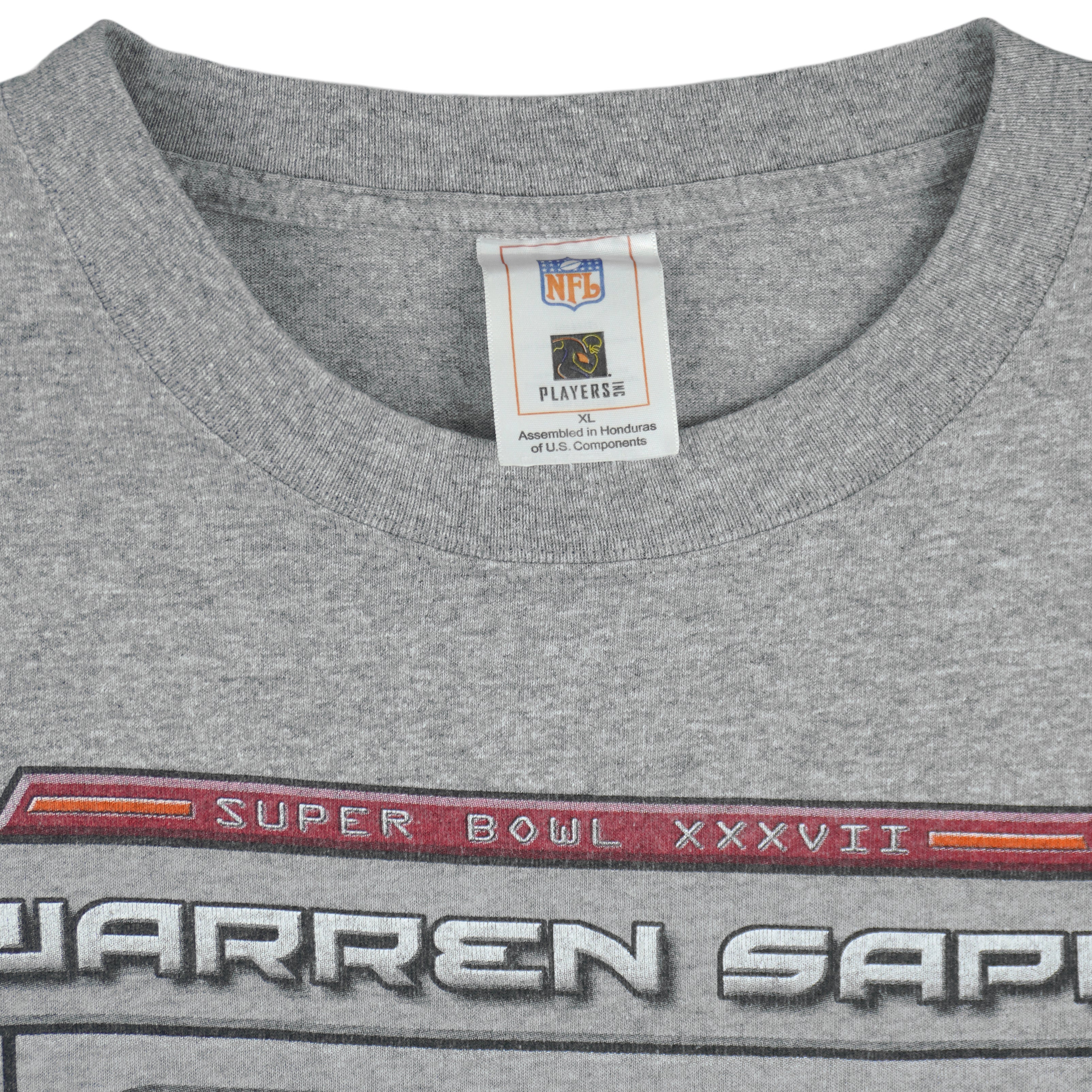 NFL - Tampa Bay Buccaneers Warren Sapp Super Bowl XXXVII T-Shirt 2002 X-Large Vintage Retro Football