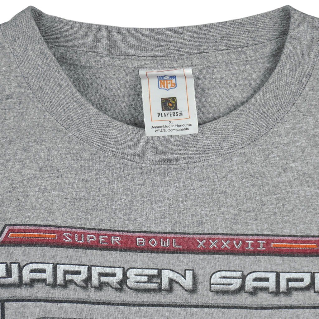 NFL - Tampa Bay Buccaneers Warren Sapp Super Bowl XXXVII T-Shirt 2002 X-Large Vintage Retro Football