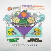 NCAA (Hanes) - Fighting Irish Vs Buffaloes Orange Bowl T-Shirt 1991 Large Vintage Retro