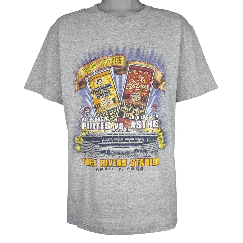 MLB (Lee) - Pirates vs Astros Matchup Three Rivers Stadium T-Shirt 2000 Medium Vintage Retro Baseball