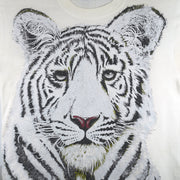 Vintage (Gildan) - White Tiger Animal Print T-Shirt 1990s Medium Vintage Retro
