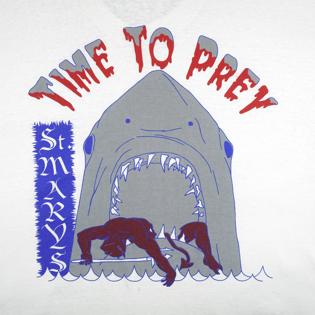Vintage (Best) - St. Mary's Time to Prey Shark T-Shirt 1995 X-Large Vintage Retro