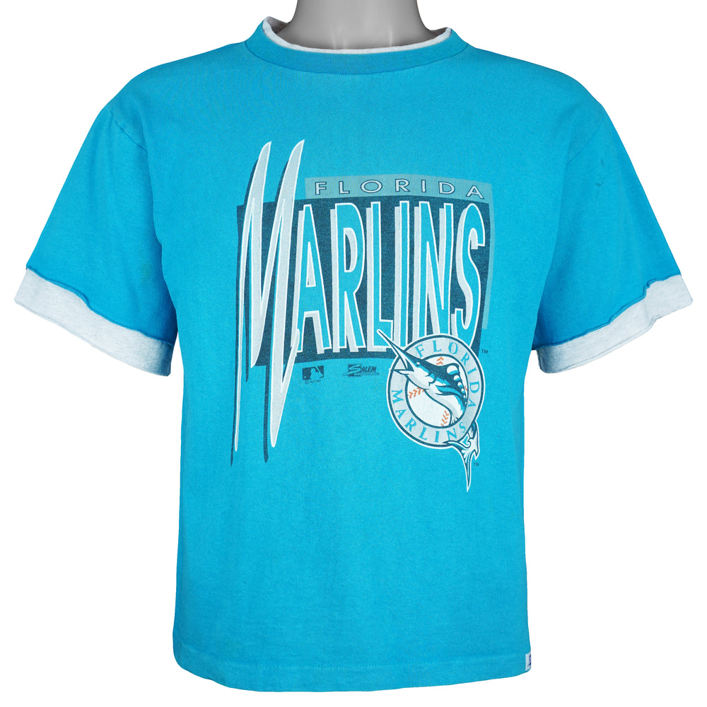 MLB (Salem) - Florida Marlins Roll Em Ups T-Shirt 1990s X-Small Vintage Retro Baseball