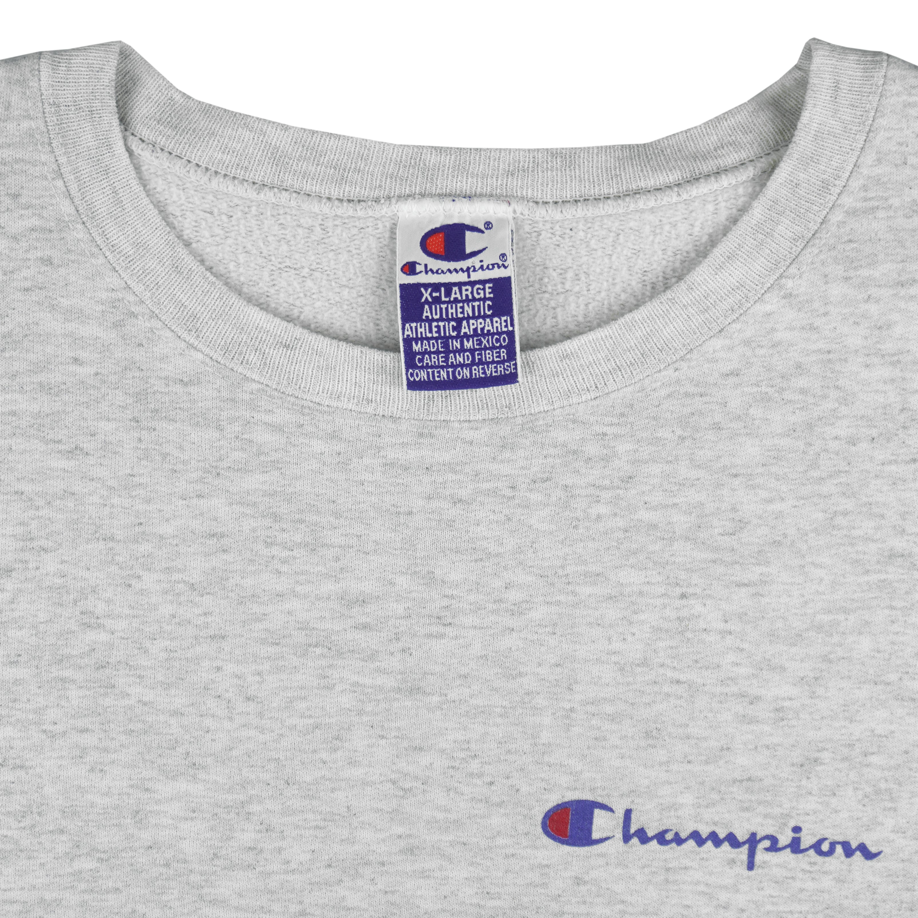 Champion - Grey Crew Neck Sweatshirt 1990s X-Large Vintage Retro
