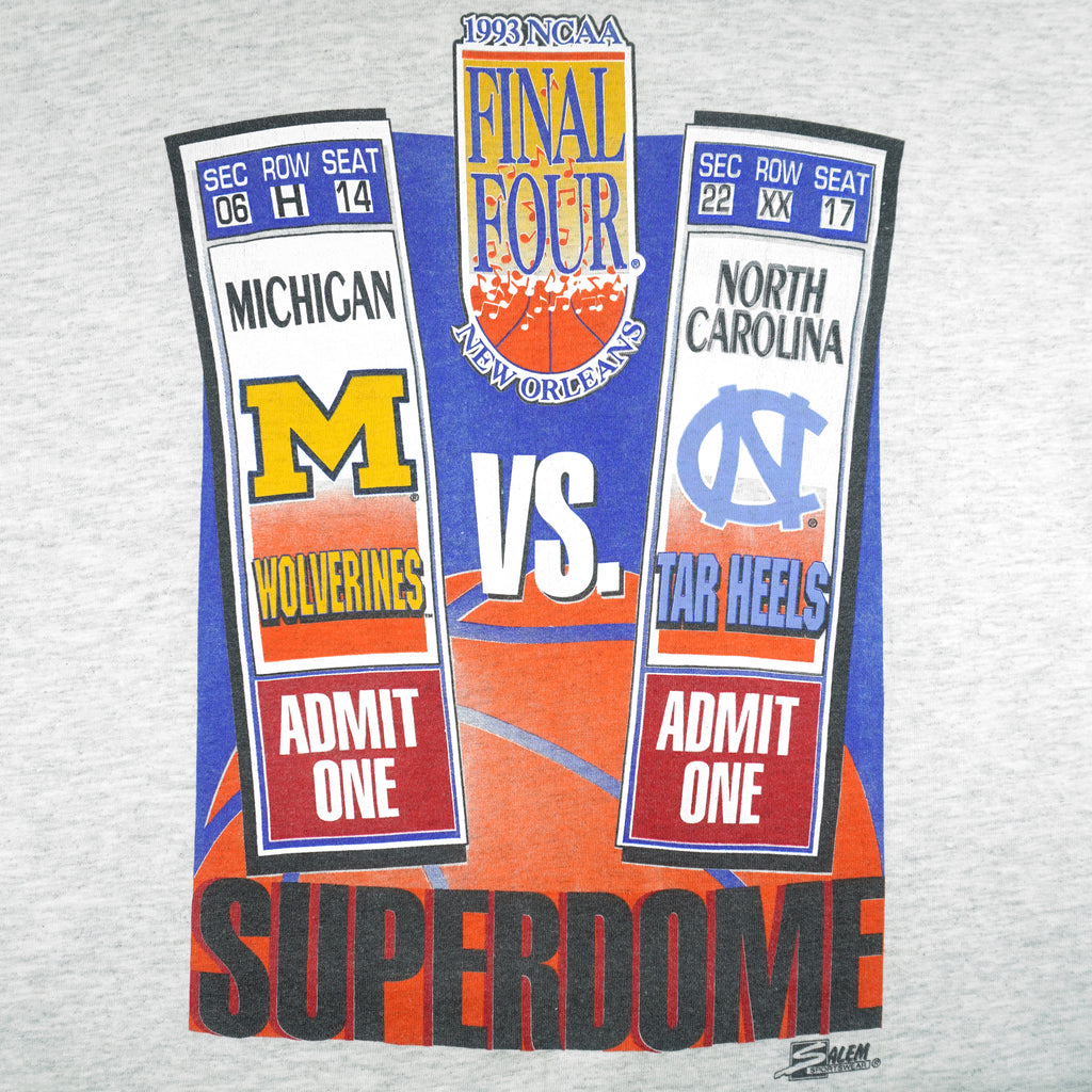 NCAA (Salem) - Wolverines vs Tar Heels Final Four New Orleans T-Shirt 1993 Large Vintage Retro Basketball