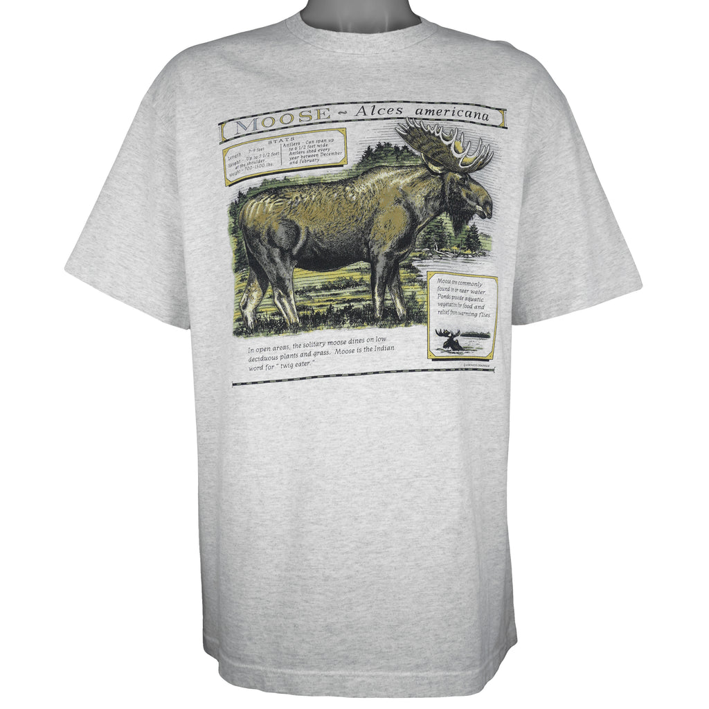 Vintage (Harborside Graphics) - Moose Alces Americana T-Shirt 1990s X-Large Vintage Retro