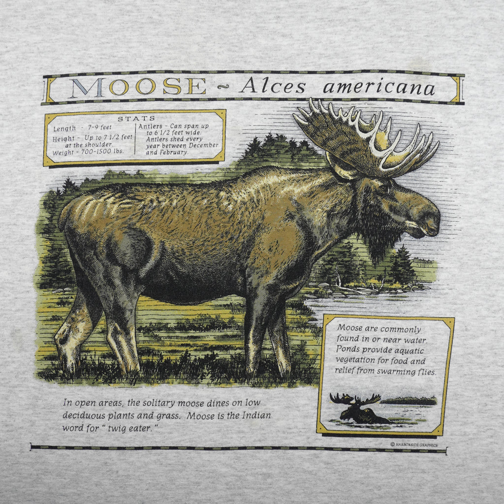 Vintage (Harborside Graphics) - Moose Alces Americana T-Shirt 1990s X-Large Vintage Retro