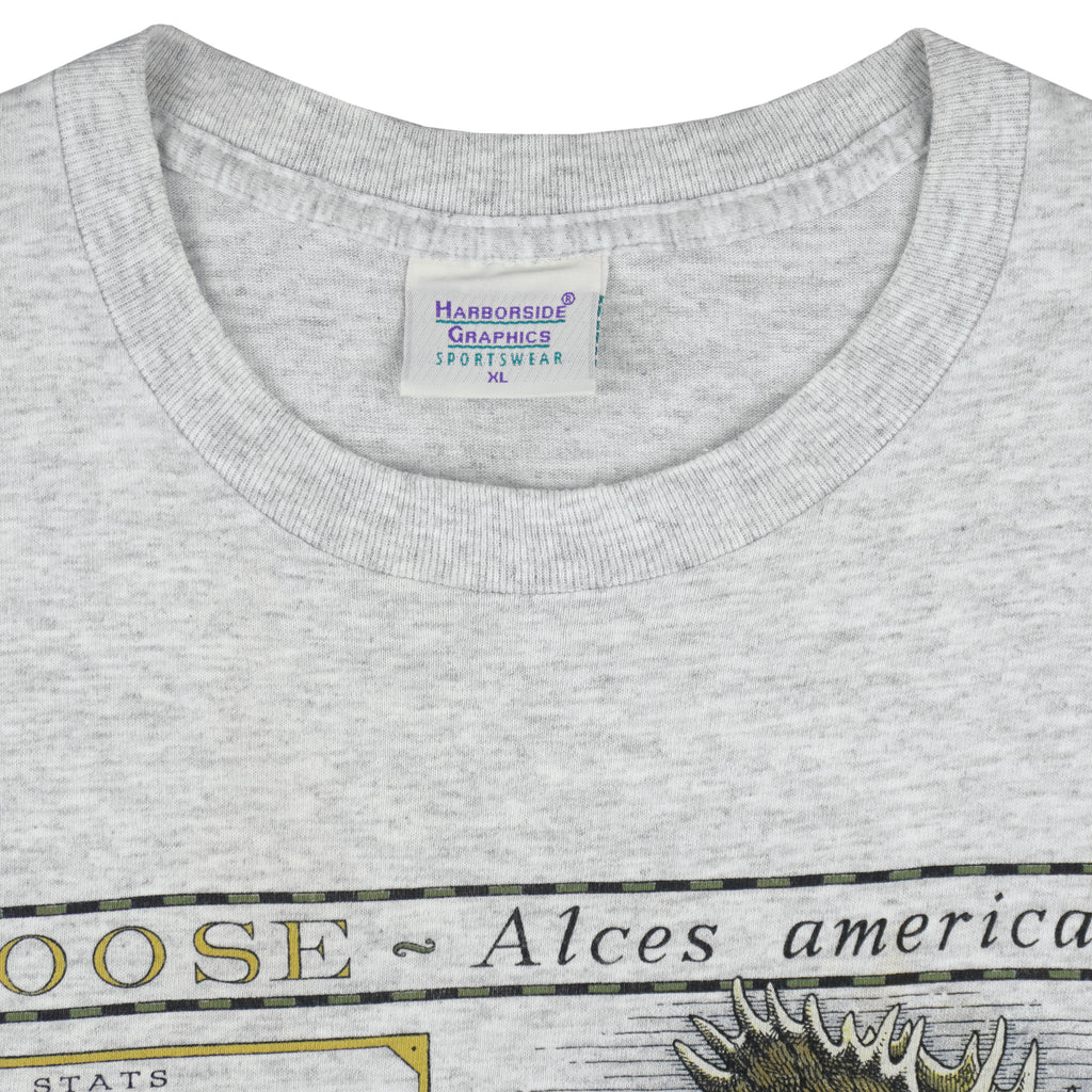 Vintage (Harborside Graphics) - Moose Alces Americana T-Shirt 1990s X-Large Vintage Retro