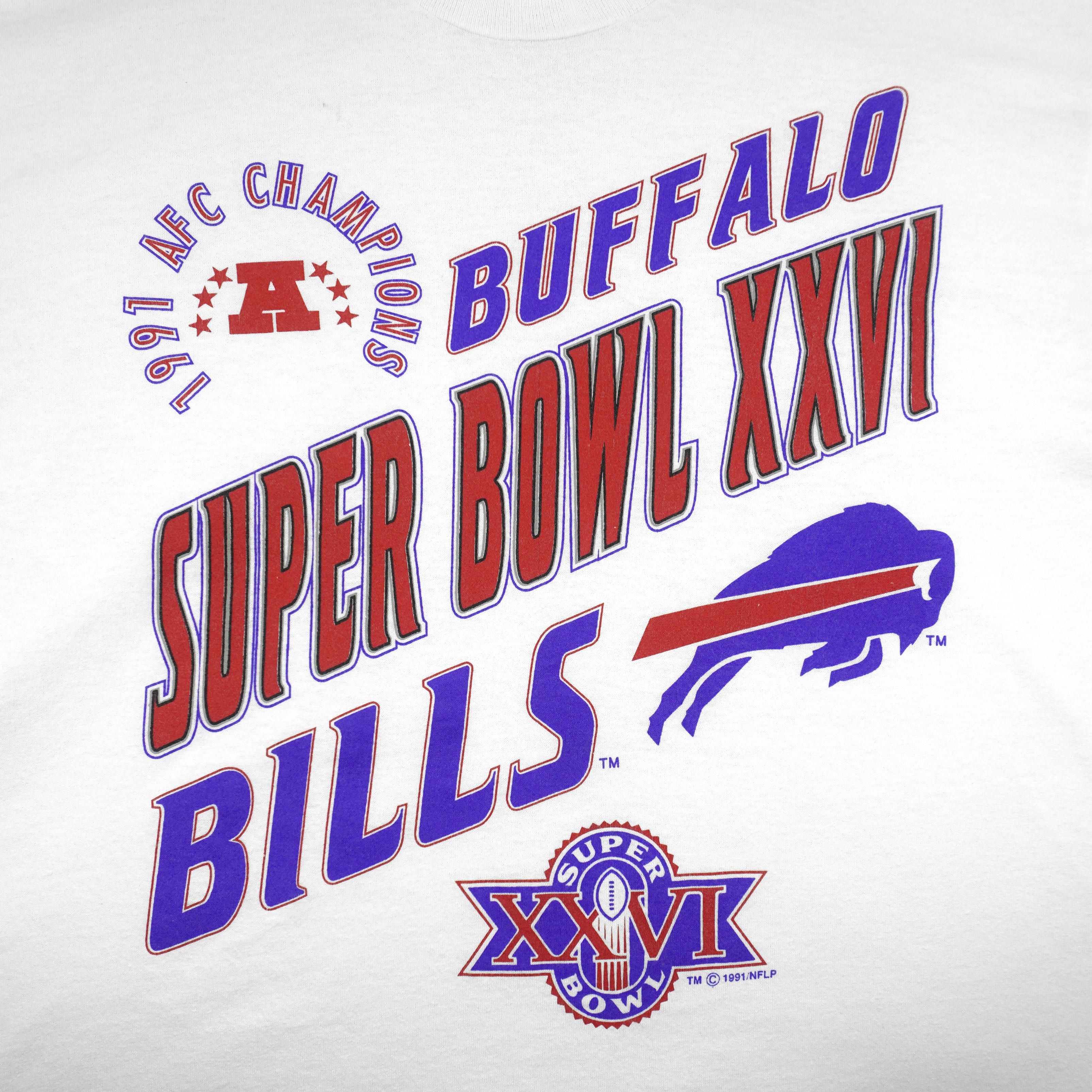 NFL (Stedman) - Buffalo Bills AFC Champs T-Shirt 1991 X-Large Vintage Retro Football
