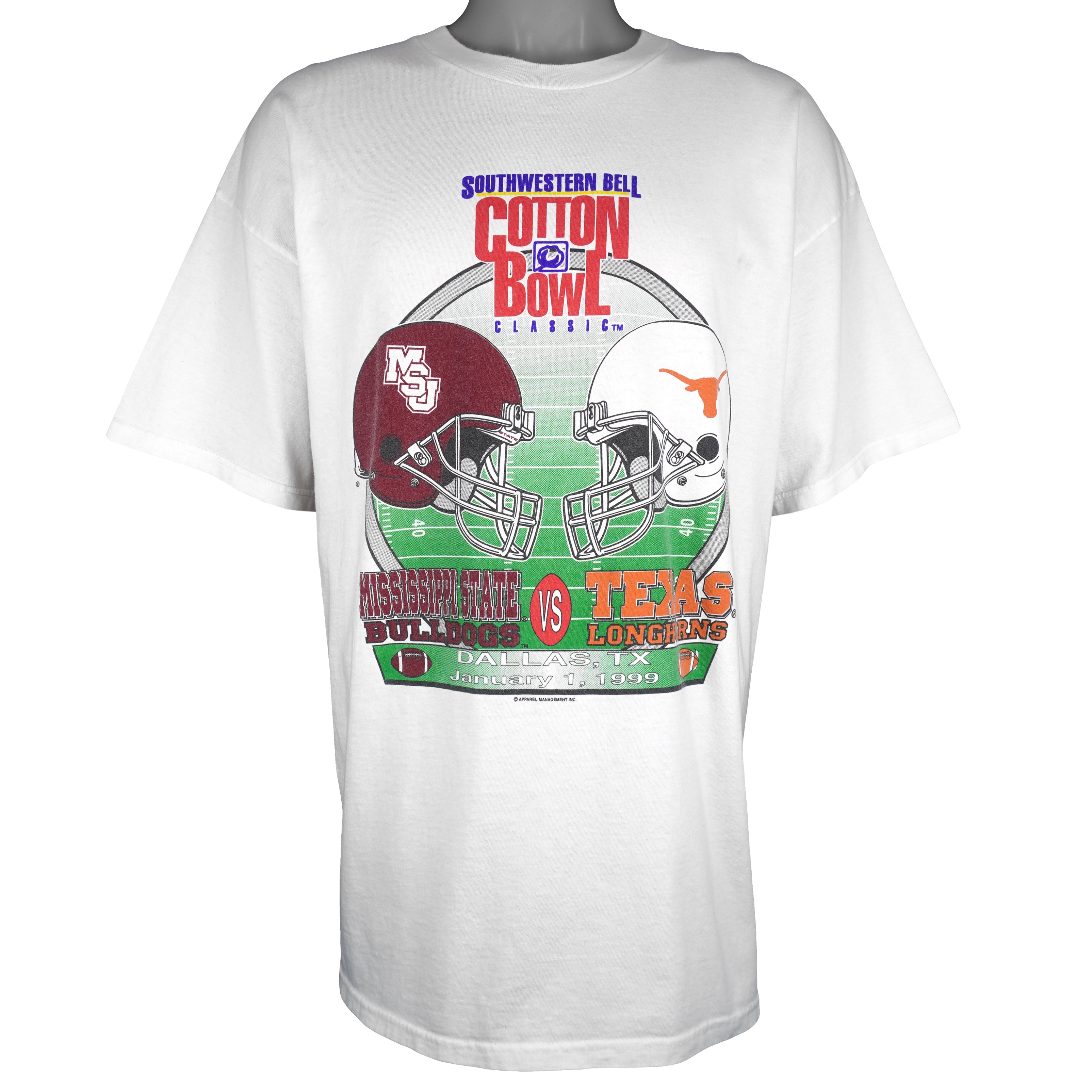 NCAA (Delta) - Bulldogs VS Longhorns Cotton Bowl T-Shirt 1999 XX-Large