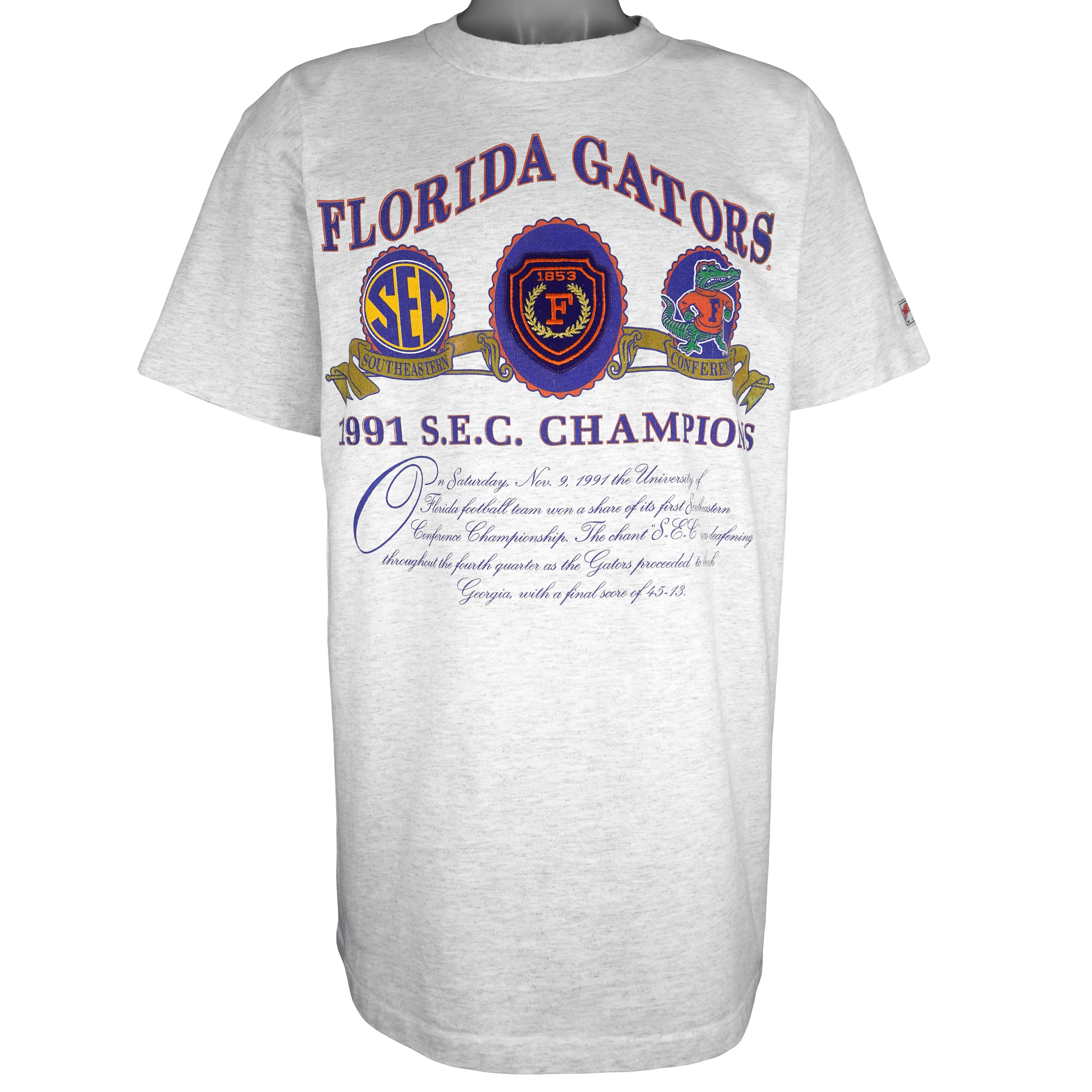 NCAA (Nutmeg) - Florida Gators S.E.C. Champions T-Shirt 1991 X-Large Vintage Retro