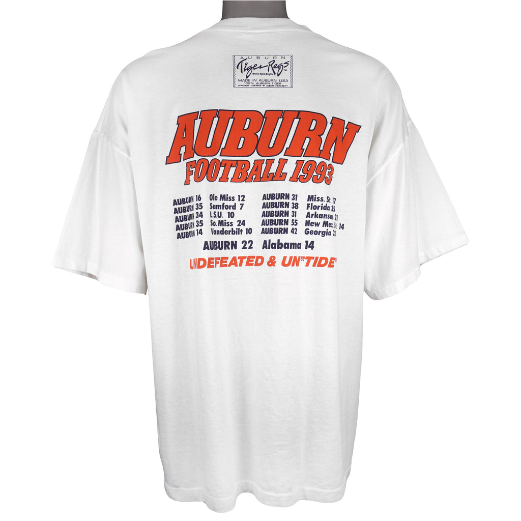 NCAA (Premier) - Auburn Tiger Rags Eleven And Oh T-Shirt 1993 XX-Large Vintage Retro