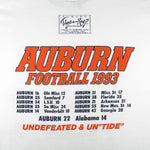 NCAA (Premier) - Auburn Tiger Rags Eleven And Oh T-Shirt 1993 XX-Large Vintage Retro