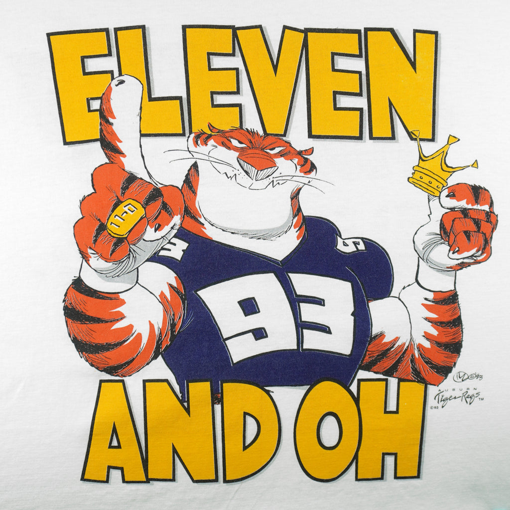 NCAA (Premier) - Auburn Tiger Rags Eleven And Oh T-Shirt 1993 XX-Large Vintage Retro