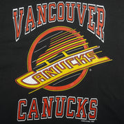 NHL (CGW) - Black Vancouver Canucks Spell-Out T-Shirt 1992 Medium Vintage Retro Hockey