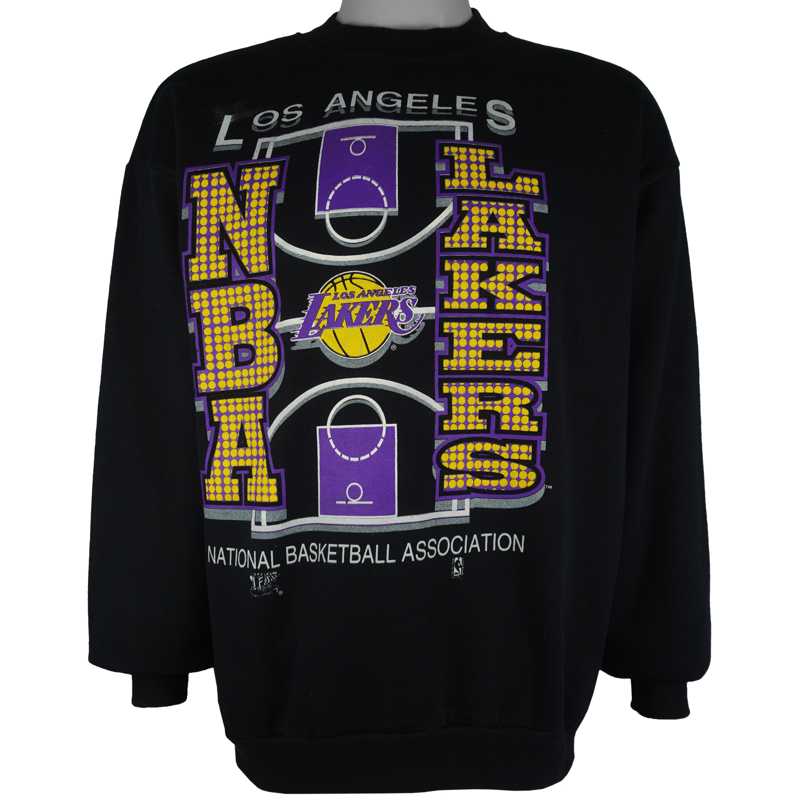 NBA (Official Fan) - Los Angeles Lakers Basketball Court Sweatshirt 2000s Large Vintage Retro Basketball