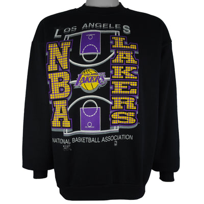 NBA (Official Fan) - Los Angeles Lakers Basketball Court Sweatshirt 1990s Large