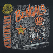 NFL (Nutmeg) - Cincinnati Bengals City Map T-Shirt 1990s Large Vintage Retro Football