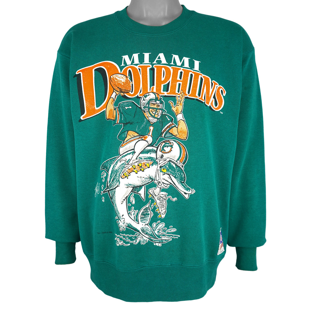 NFL (Nutmeg) - Miami Dolphins Crew Neck Sweatshirt 1988 Large Vintage Retro Football