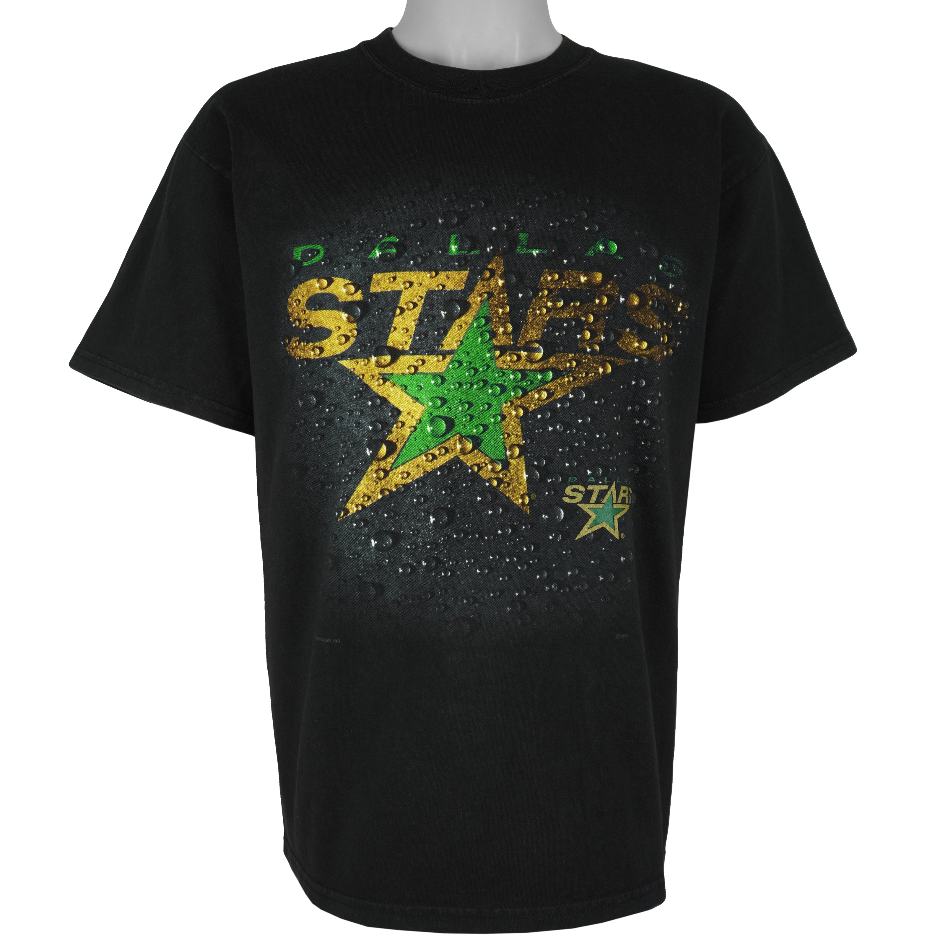NHL (Gildan) - Dallas Stars Water-Drop Effect T-Shirt 1990s Large Vintage Retro Hockey