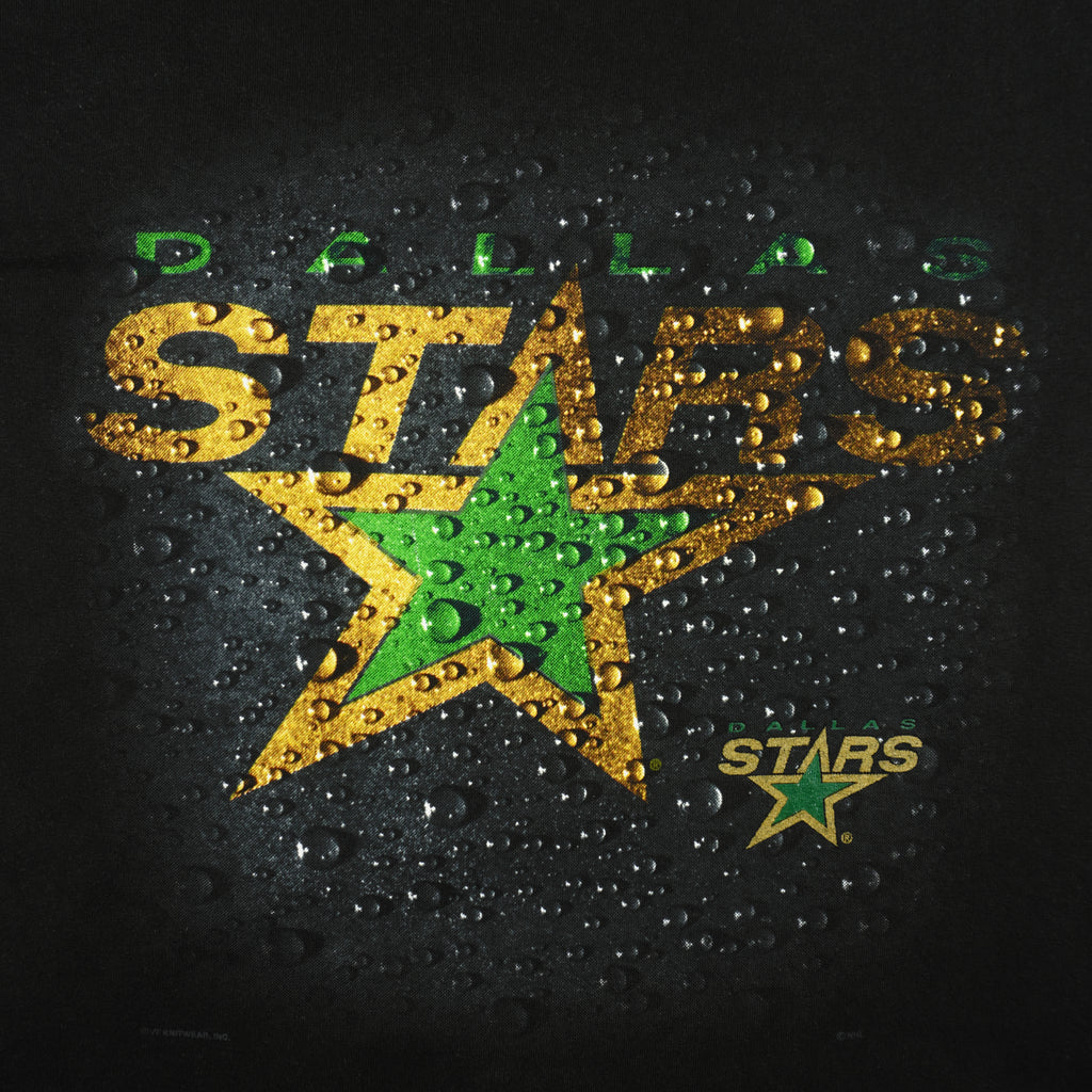 NHL (Gildan) - Dallas Stars Water-Drop Effect T-Shirt 1990s Large Vintage Retro Hockey