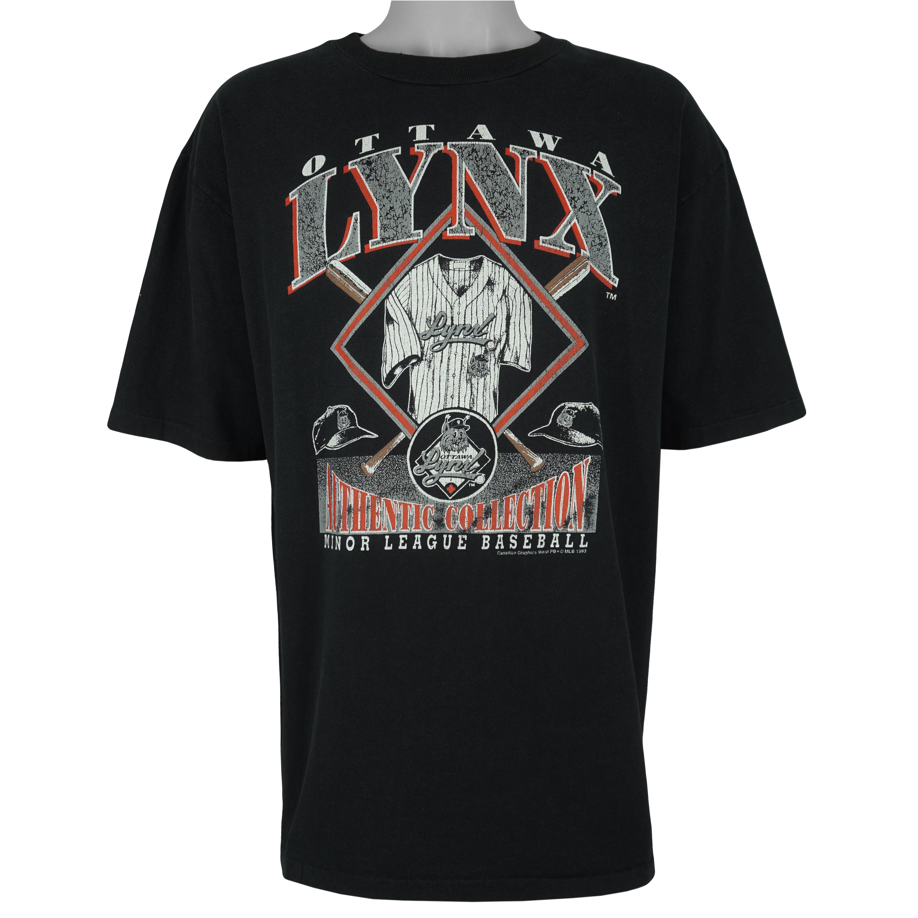 Vintage (Waves) - Ottawa Lynx Minor League Baseball T-Shirt 1993 XX-Large Vintage Retro Baseball