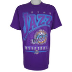 NBA (Artex) - Utah Jazz Spell-Out T-Shirt 1990s X-Large Vintage Retro Basketball
