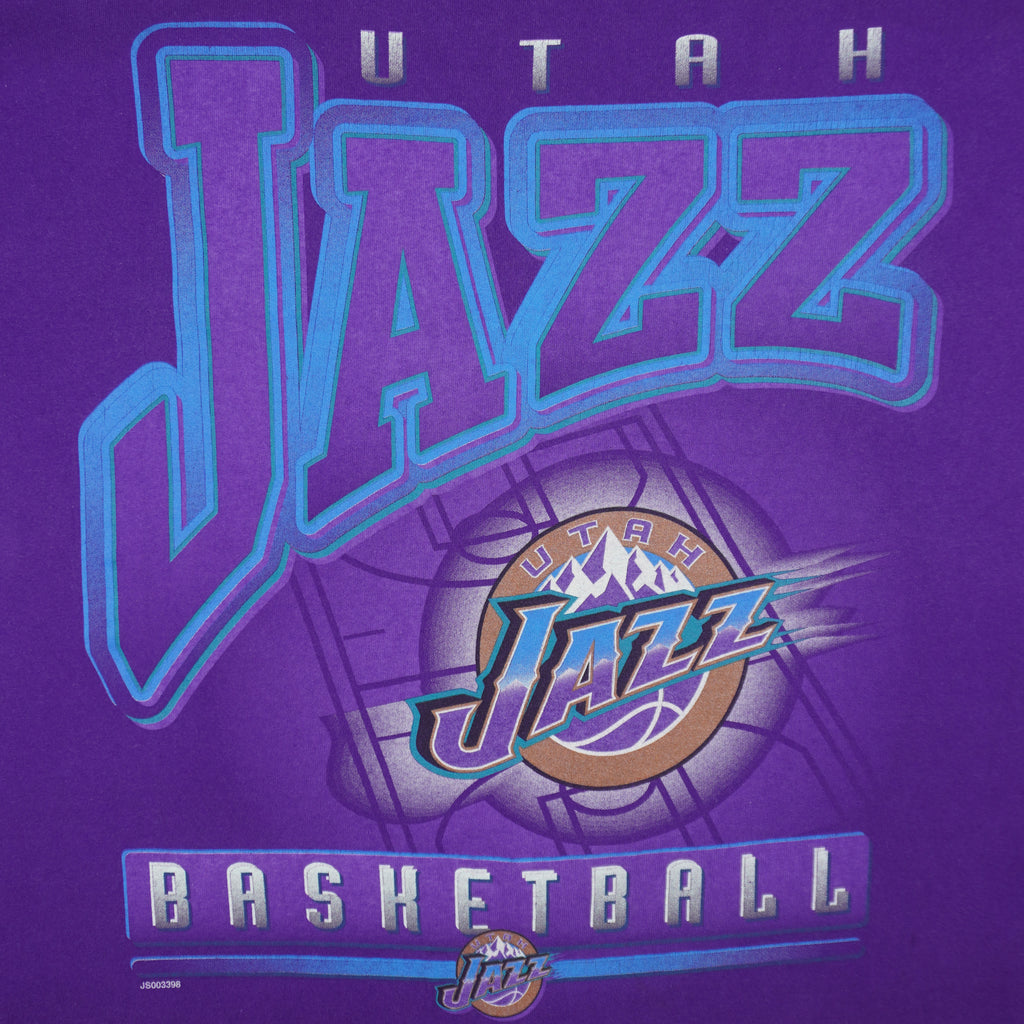 NBA (Artex) - Utah Jazz Spell-Out T-Shirt 1990s X-Large Vintage Retro Basketball