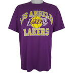 NBA (Logo 7) - Los Angeles Lakers Single Stitch T-Shirt 1990s X-Large Vintage Retro Basketball