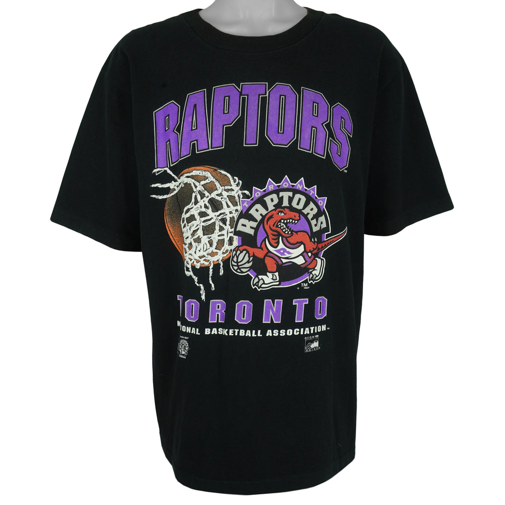 NBA (Waves)- Toronto Raptors Basketball Single Stitch T-Shirt 1995 Large Vintage retro Basketball